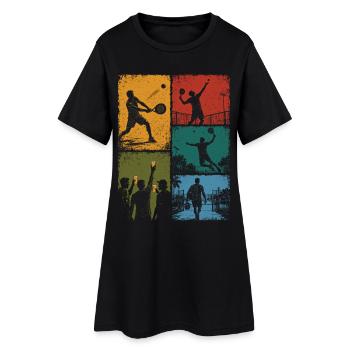 Padel und humorvoller Aperitif - Frauen T-Shirt-Kleid - Schwarz - Vorne