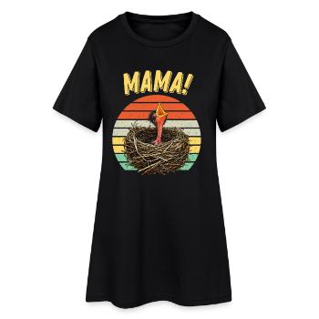 Mama Hungry Baby Bird - Frauen T-Shirt-Kleid - Schwarz - Vorne