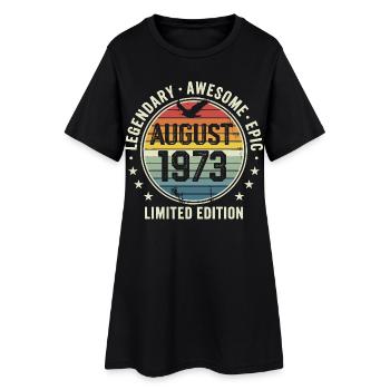 Legendäres Retro-Vintage-Jubiläum im August 1973 - Frauen T-Shirt-Kleid - Schwarz - Vorne