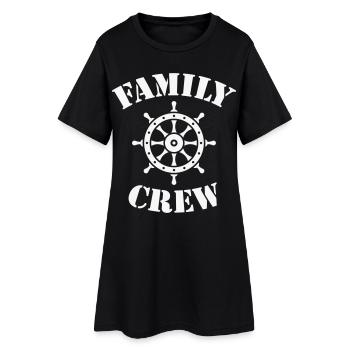 Family Crew (Steuerrad / Schiffscrew / White) - Frauen T-Shirt-Kleid - Schwarz - Vorne