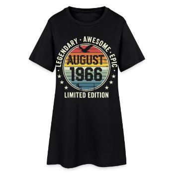 Legendäres Retro-Vintage-Jubiläum im August 1966 - Frauen T-Shirt-Kleid - Schwarz - Vorne