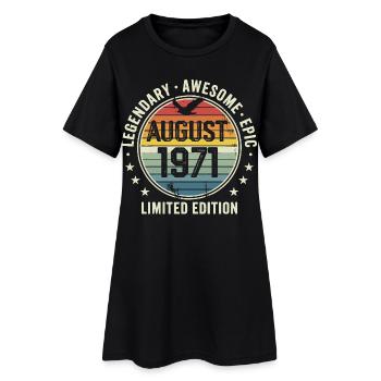 Legendäres Retro-Vintage-Jubiläum im August 1971 - Frauen T-Shirt-Kleid - Schwarz - Vorne