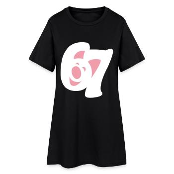 six sept | Numéros duo 6 et 7 | Visage heureux - Robe T-shirt Femme - noir - Devant