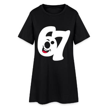 six seven | Zahlenduo 6 und 7 | Fröhliches Gesicht - Frauen T-Shirt-Kleid - Schwarz - Vorne