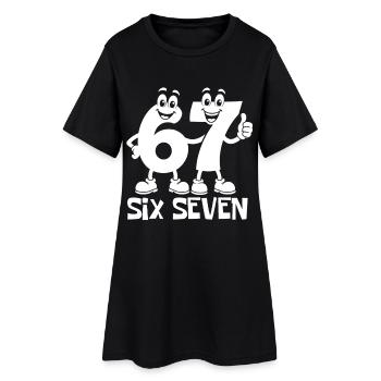 six sept | Numéros duo 6 et 7 | Doigts Joyeux - Robe T-shirt Femme - noir - Devant