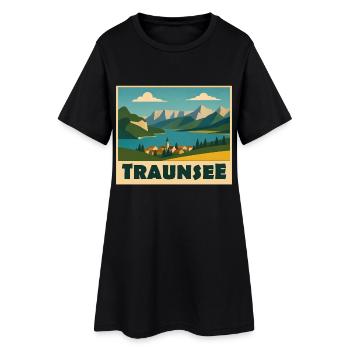 Traunsee Minimal - Frauen T-Shirt-Kleid - Schwarz - Vorne