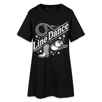 Line Dance Western Boots Hat Logo - Frauen T-Shirt-Kleid - Schwarz - Vorne