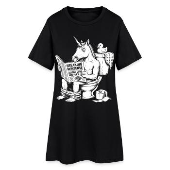 Nonsens Motiv mit Einhorn - Frauen T-Shirt-Kleid - Schwarz - Vorne