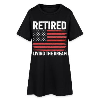 Retired Living The Dream - Frauen T-Shirt-Kleid - Schwarz - Vorne