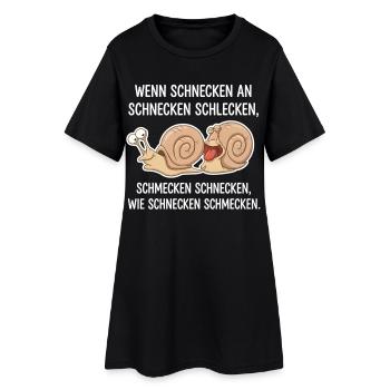 Schnecken schlecken – Lustiger Zungenbrecher - Frauen T-Shirt-Kleid - Schwarz - Vorne