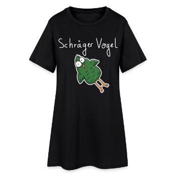 Schräger Vogel – Lustiger Cartoon Spruch - Frauen T-Shirt-Kleid - Schwarz - Vorne