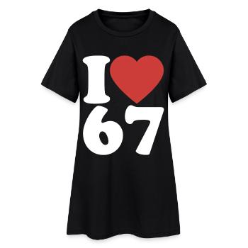 J’aime six sept | Duo numéros 6 et 7 - Robe T-shirt Femme - noir - Devant