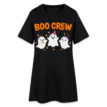 Boo Crew Halloween Drei Geister - Frauen T-Shirt-Kleid - Schwarz - Vorne