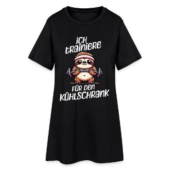 Faultier Shirt – Ich Trainiere Für Den Kühlschrank - Frauen T-Shirt-Kleid - Schwarz - Vorne