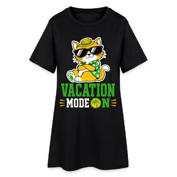 Vacation Mode On Katze Sonnenbrille Motiv - Frauen T-Shirt-Kleid - Schwarz - Vorne