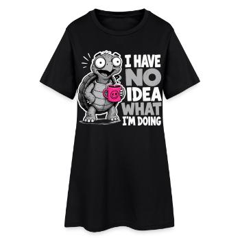 Schildkröte Kaffee Spruch No Idea What Im Doing - Frauen T-Shirt-Kleid - Schwarz - Vorne