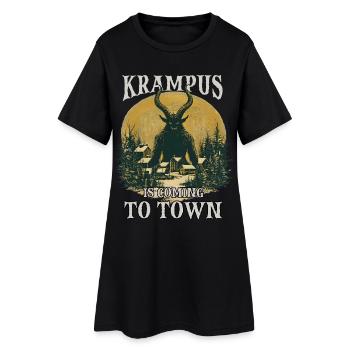 Krampus kommt in die Stadt - Frauen T-Shirt-Kleid - Schwarz - Vorne