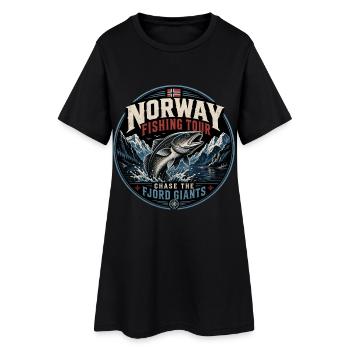 Norwegen Angeln - Frauen T-Shirt-Kleid - Schwarz - Vorne