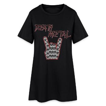 Death Metal Skull Hand Pommesgabel  - Frauen T-Shirt-Kleid - Schwarz - Vorne