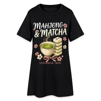 Mahjong & Matcha Spielabend - Frauen T-Shirt-Kleid - Schwarz - Vorne
