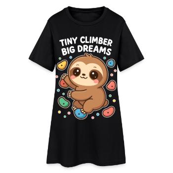 Kawaii Faultier Klettern - Tiny Climber Shirt - Frauen T-Shirt-Kleid - Schwarz - Vorne