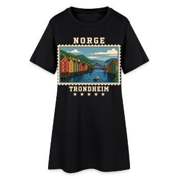 Norwegen Trondheim Vintage Reisemarke - Frauen T-Shirt-Kleid - Schwarz - Vorne