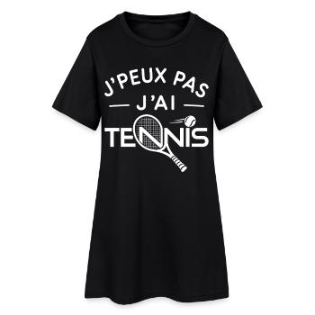 Tennis Humour Cadeau Passionné de Raquette - Robe T-shirt Femme - noir - Devant