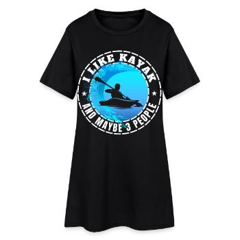 ICH MAG KAJAK UND VIELLEICHT DREI LEUTE - Frauen T-Shirt-Kleid - Schwarz - Vorne