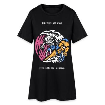 Ride The Last Wave Surfer Skull Ocean Geschenk - Frauen T-Shirt-Kleid - Schwarz - Vorne