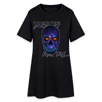 Kosmischer Death Metal Totenschädel - Frauen T-Shirt-Kleid - Schwarz - Vorne