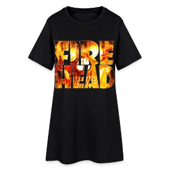 Lettrage feuerkopf en flammes - Robe T-shirt Femme - noir - Devant