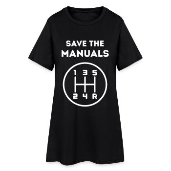 Save The Manuals, Weißdruck - Frauen T-Shirt-Kleid - Schwarz - Vorne