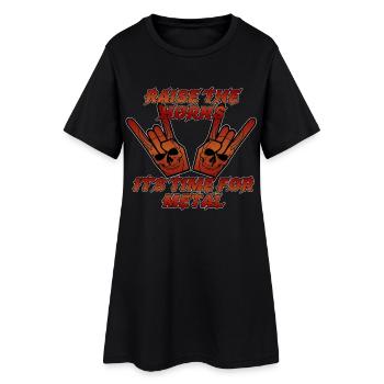 Raise the Horns Metall‑Statement - Frauen T-Shirt-Kleid - Schwarz - Vorne