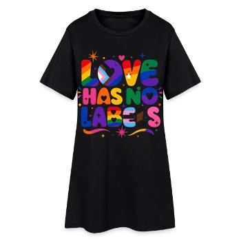 Love Has No Labels Regenbogen Pride Spruch - Frauen T-Shirt-Kleid - Schwarz - Vorne