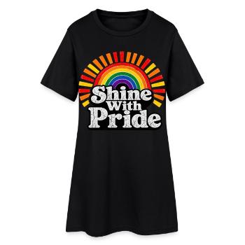 Shine With Pride LGBTQ Statement Retro Motiv - Frauen T-Shirt-Kleid - Schwarz - Vorne
