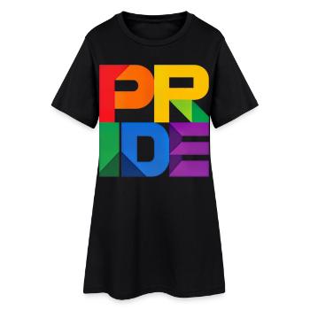 Pride Modern Block Design Regenbogen Schriftzug - Frauen T-Shirt-Kleid - Schwarz - Vorne