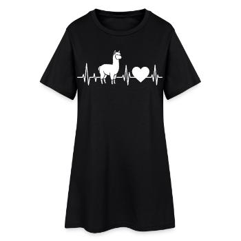 Alpaka Lama Herzschlag Alpaca - Frauen T-Shirt-Kleid - Schwarz - Vorne