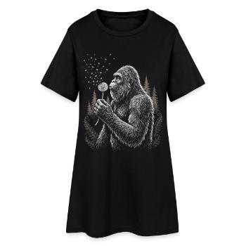 Bigfoot, Pusteblume, Löwenzahn, Naturliebhaber - Frauen T-Shirt-Kleid - Schwarz - Vorne