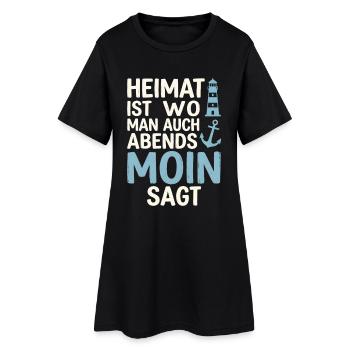 Heimat ist wo man auch abends Moin sagt  - Frauen T-Shirt-Kleid - Schwarz - Vorne