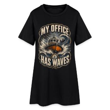 Küstenwache Rettungsschwimmer My Office Has Waves - Frauen T-Shirt-Kleid - Schwarz - Vorne