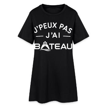 Bateau Humour Cadeau Passionné de Navigation - Robe T-shirt Femme - noir - Devant