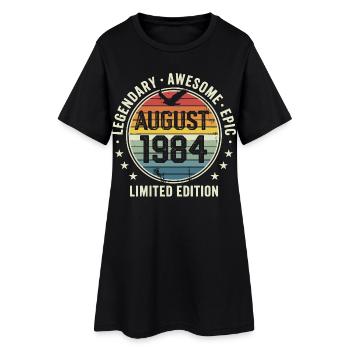 Legendäres Retro-Vintage-Jubiläum im August 1984 - Frauen T-Shirt-Kleid - Schwarz - Vorne