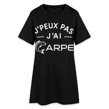 Carpe Humour Cadeau Passionné de Pêche - Robe T-shirt Femme - noir - Devant