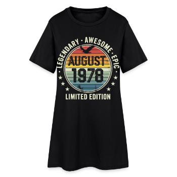 Legendäres Retro-Vintage-Jubiläum im August 1978 - Frauen T-Shirt-Kleid - Schwarz - Vorne