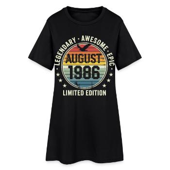 Legendary August 1986 Retro Vintage Anniversary - Women’s T-Shirt Dress - black - Front