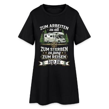 Rentner Wohnmobil - Lustiges Camping Opa T-Shirt - Frauen T-Shirt-Kleid - Schwarz - Vorne