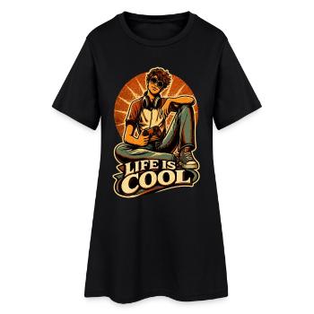 Life Is Cool – Retro Gamer - Frauen T-Shirt-Kleid - Schwarz - Vorne
