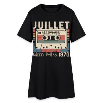 Juillet 1970 Cadeau Anniversaire Juillet 1970  - Robe T-shirt Femme - noir - Devant
