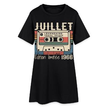Juillet 1966 Cadeau Anniversaire Juillet 1966  - Robe T-shirt Femme - noir - Devant