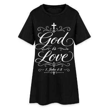 Gott ist Liebe – 1. Johannes 4,8 - Frauen T-Shirt-Kleid - Schwarz - Vorne